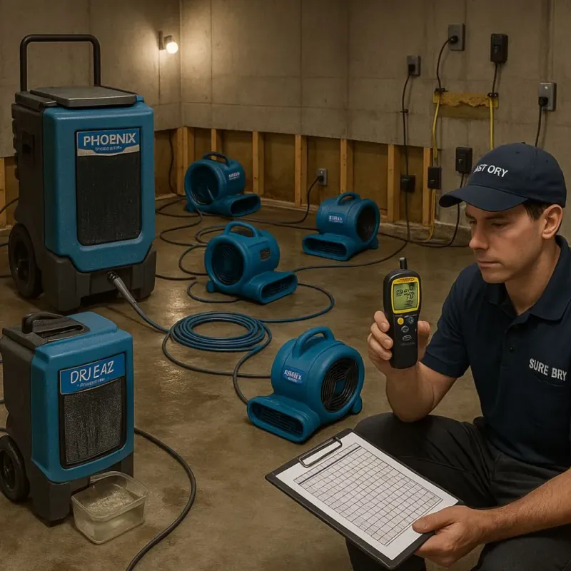 Structural Drying and Dehumidification process in Auburn, MA